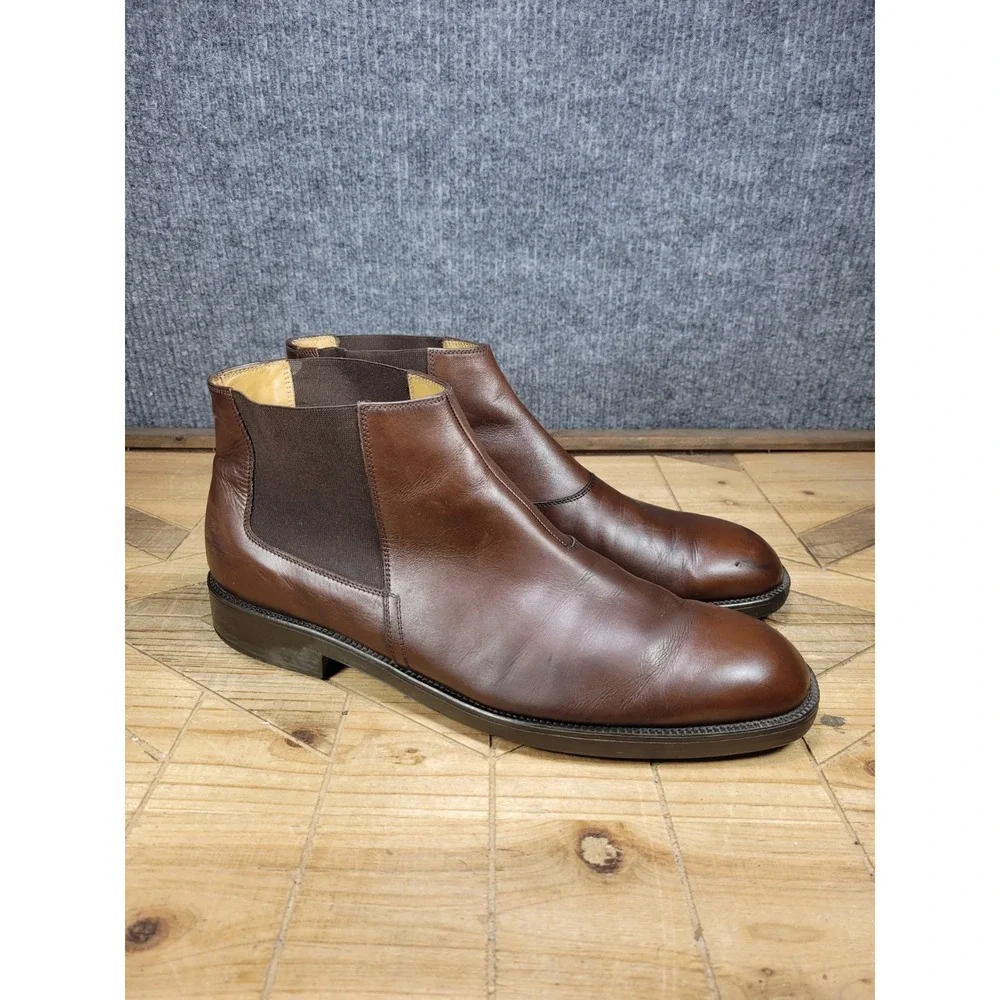 Salvatore Ferragamo Mens 13 D Brown Leather Chelsea‎ Boots Dress Shoes